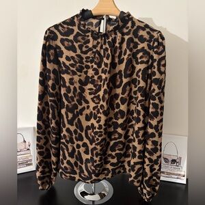 Leopard Print Long Sleeve Blouse
